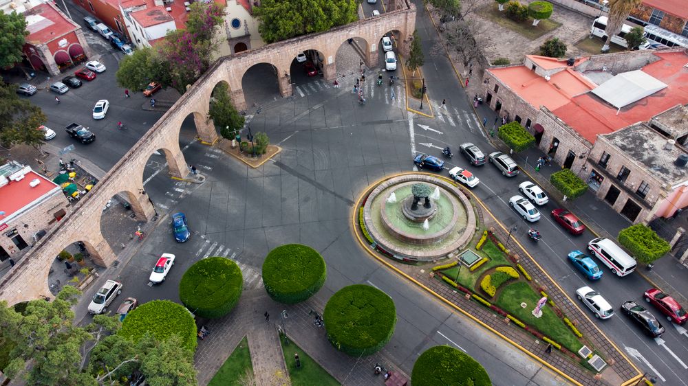Vista aérea de la Fuente de las Tarascas y Acueducto
