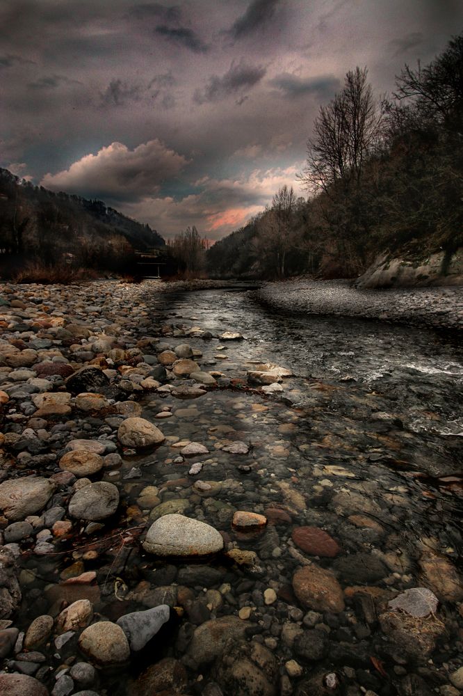 Brembo river at sunset
