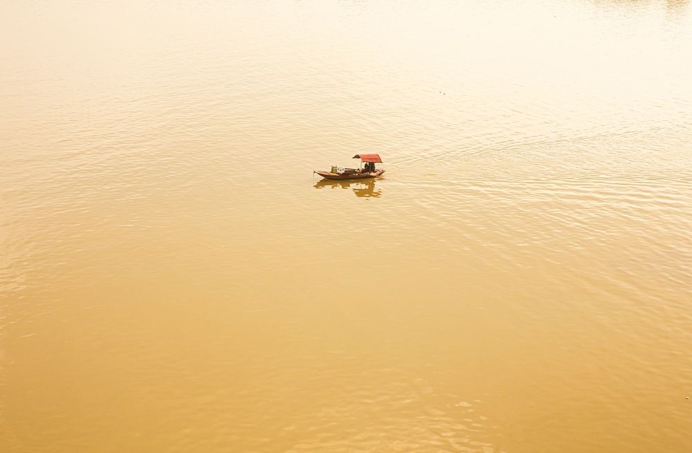 Boat in the middle of the stream