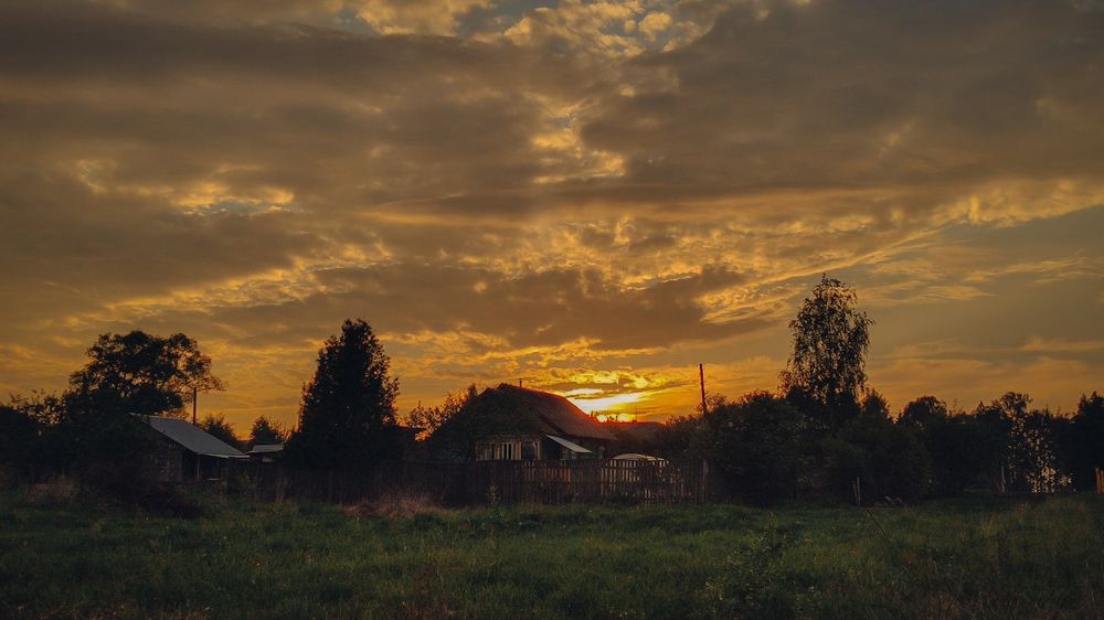 Закат в деревне
