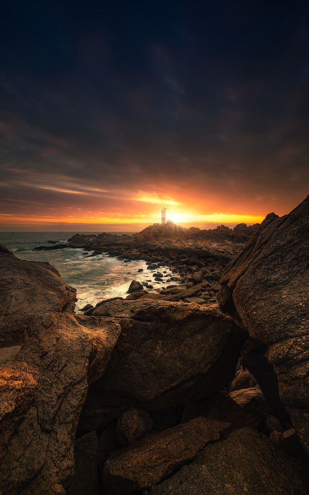 Ganh Den Lighthouse in the moring