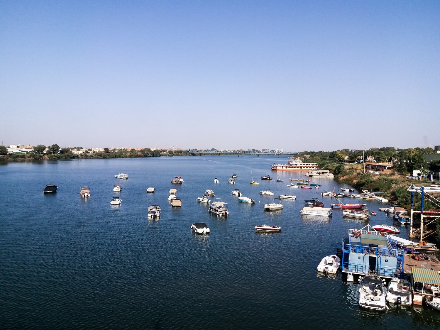 Boats on blue Nile river