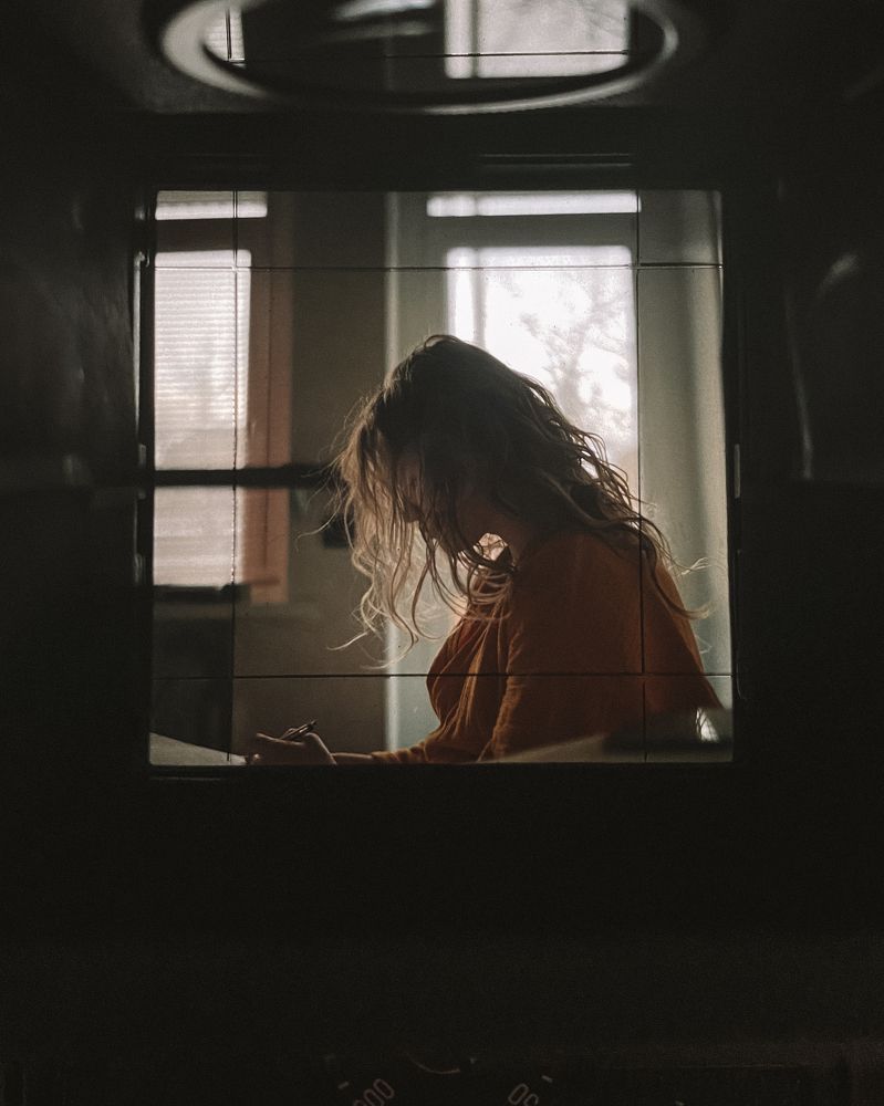 In the mirror, in the shaft