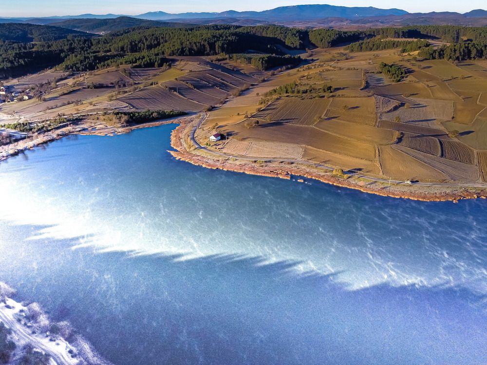 fog at lake in the morning