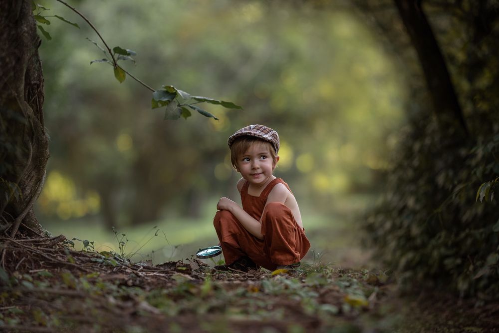Exploring in the forest.