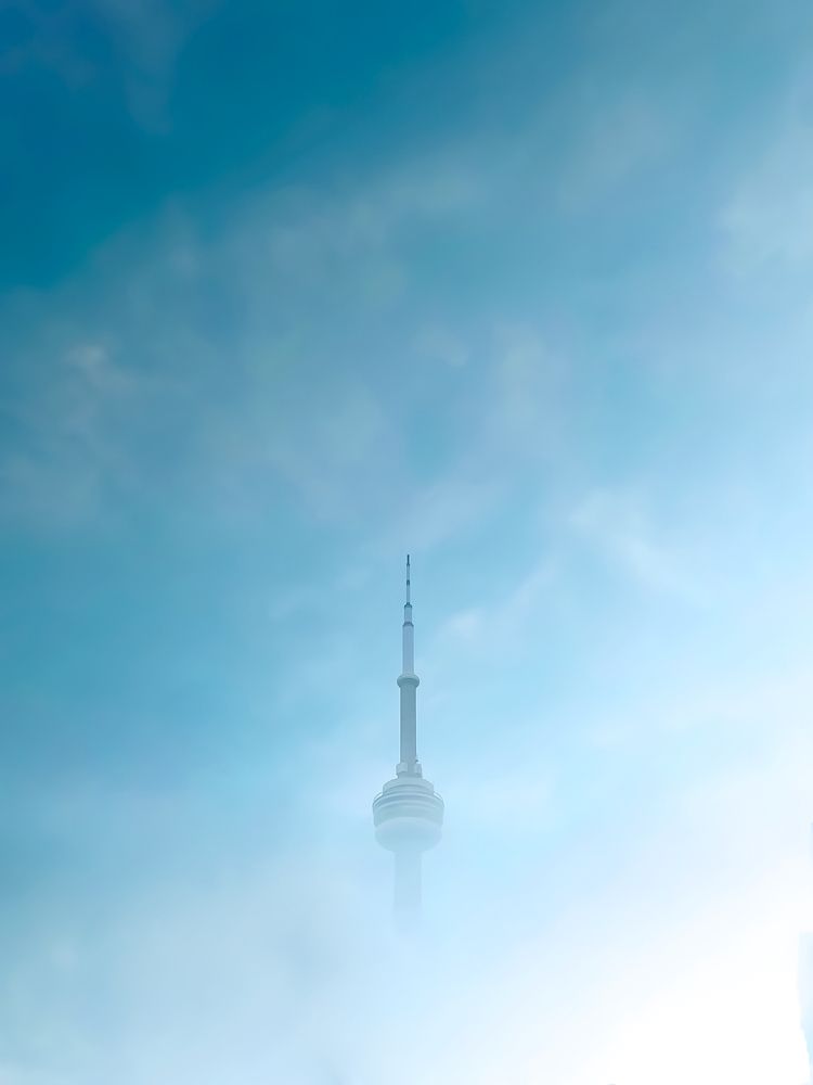 CN Tower, on a foggy day