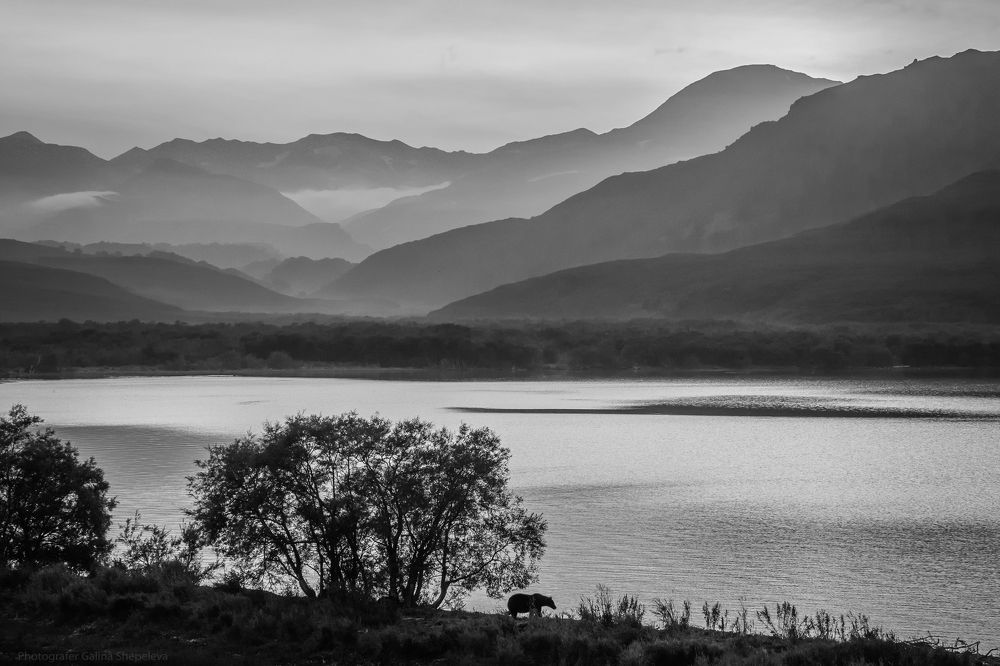 Вечер на Курильском озере.