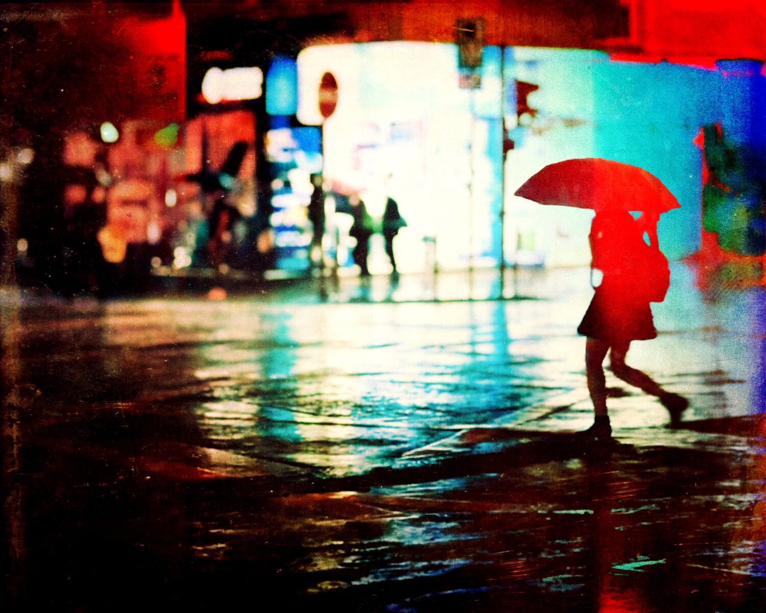 Red‑Umbrella Night Wanderer