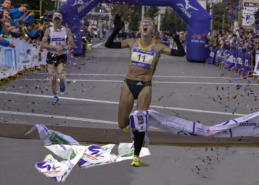 Финиш международного Сибирского марафона.