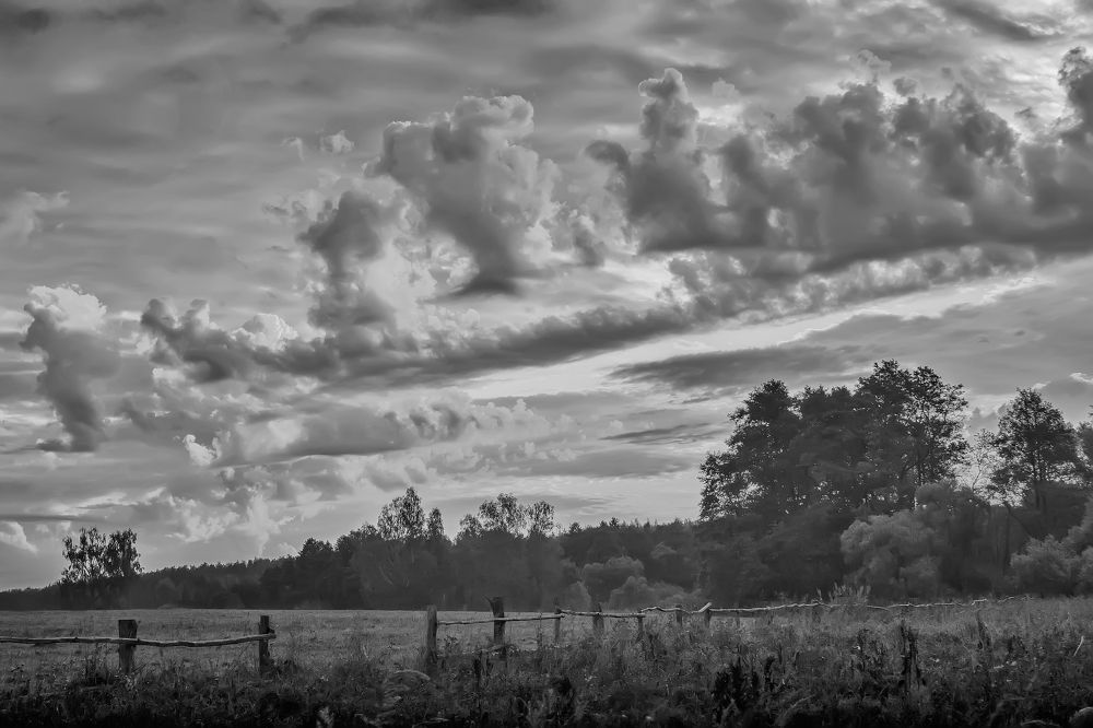 Morning landscape with clouds