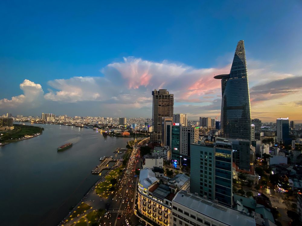 Sunset tinged with pink