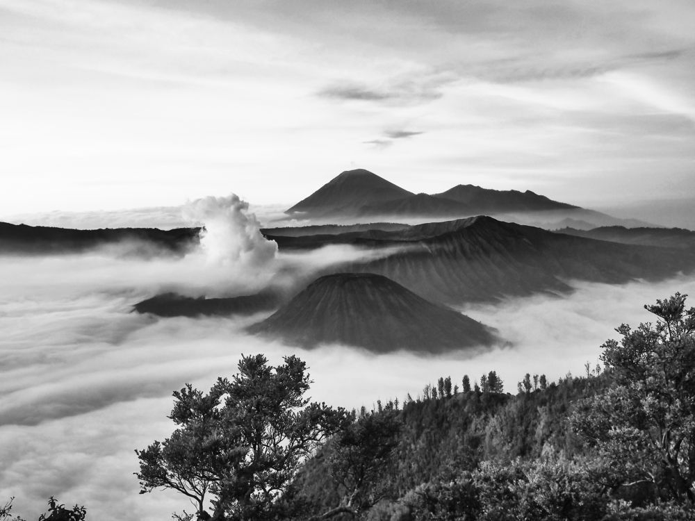 Expanse of clouds enveloping Bromo
