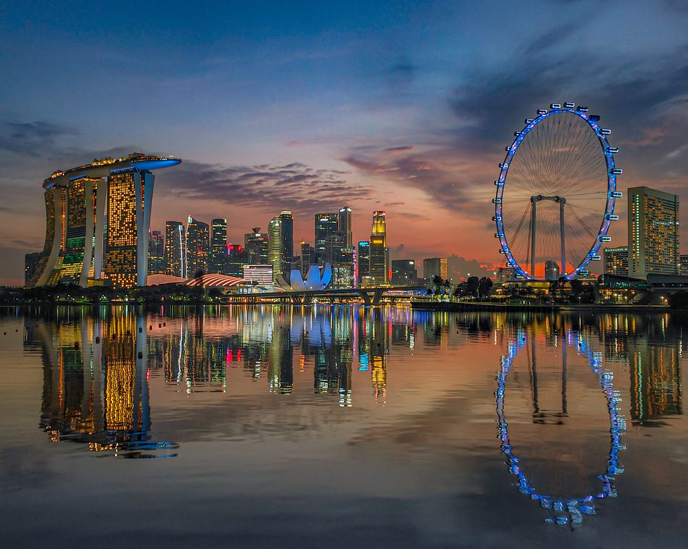 Singapore Waterfront Reflections at Dusk