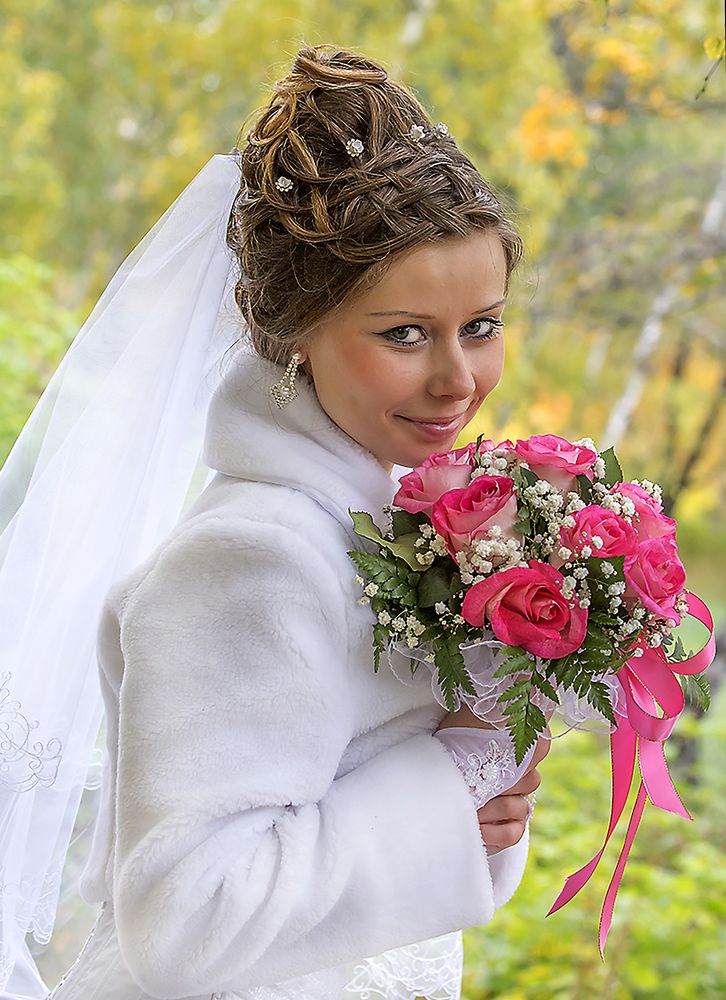 Невеста с букетом цветов