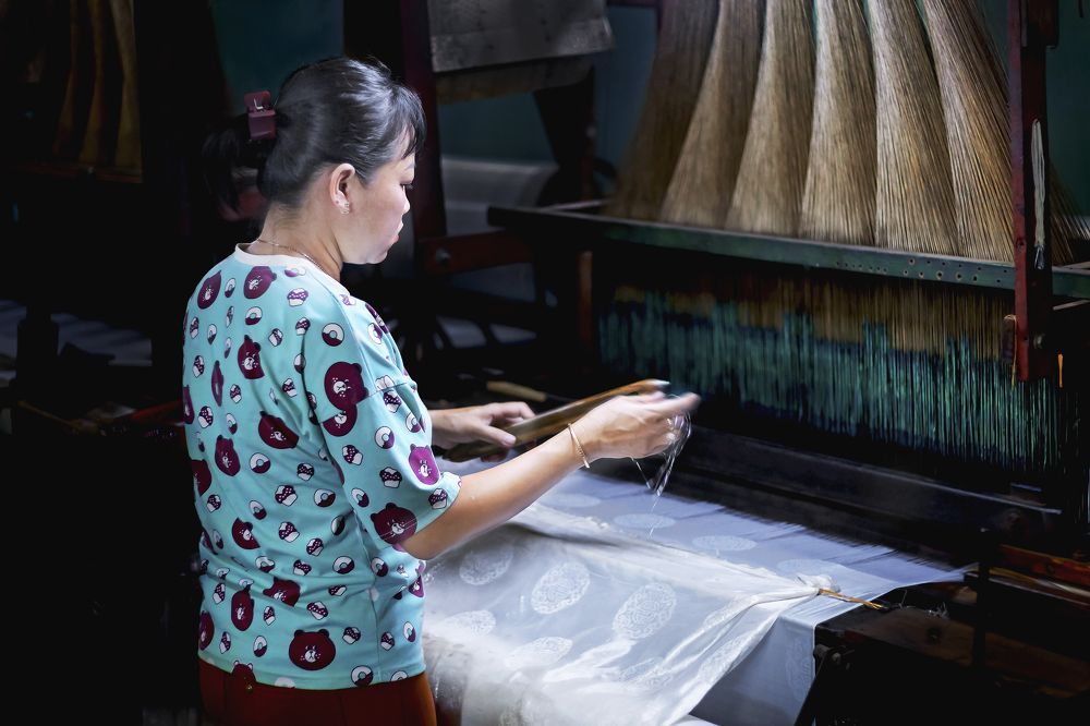 Traditional silk weaving