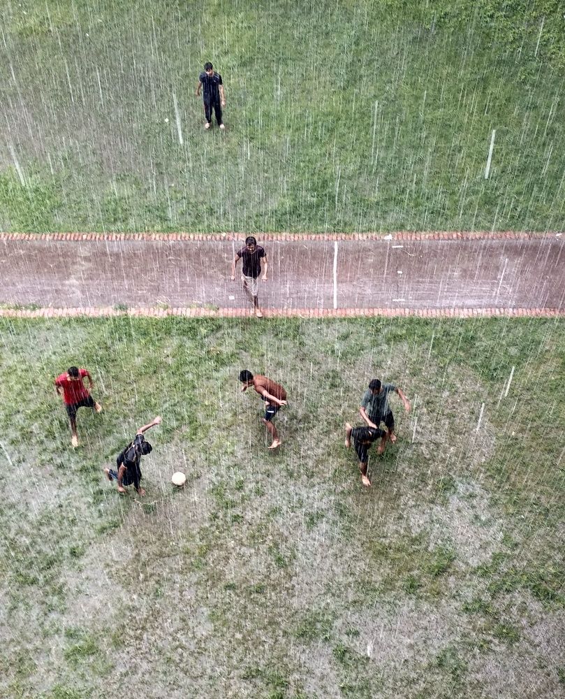 Football in rain