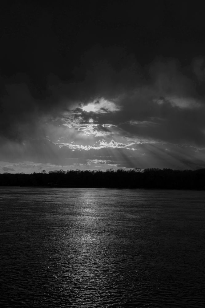 Sunset over the Danube river