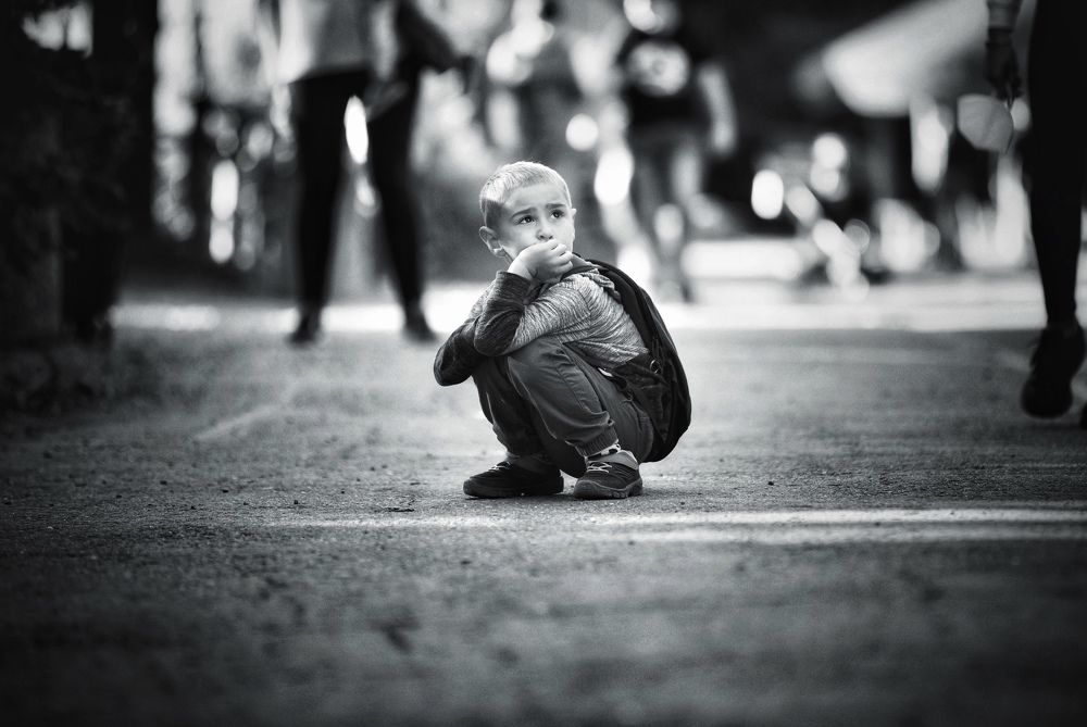 Chlapec s batůžkem