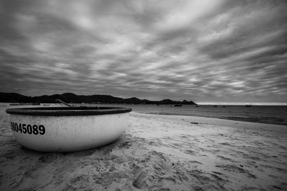 Coracle boat on the beach