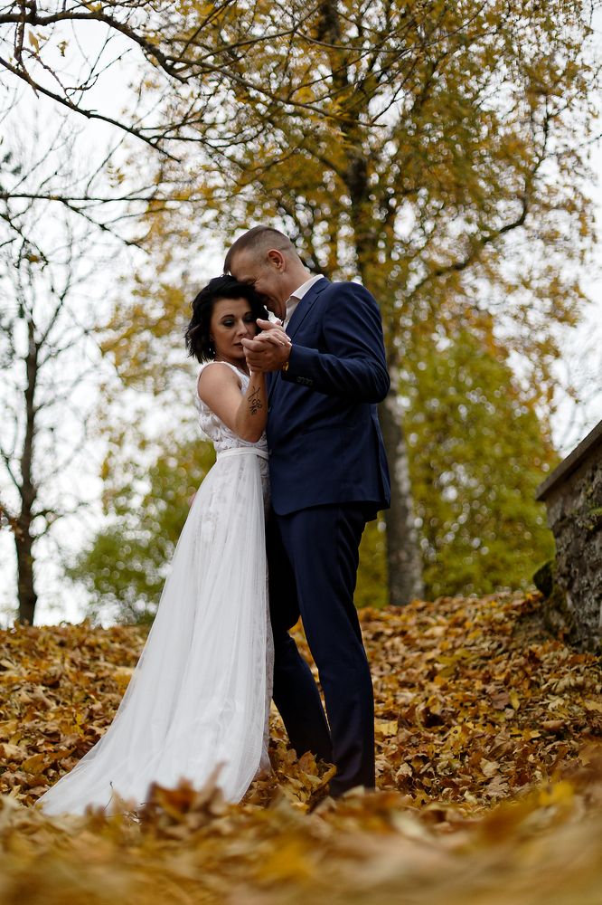 На ковре из жёлтых листьев,