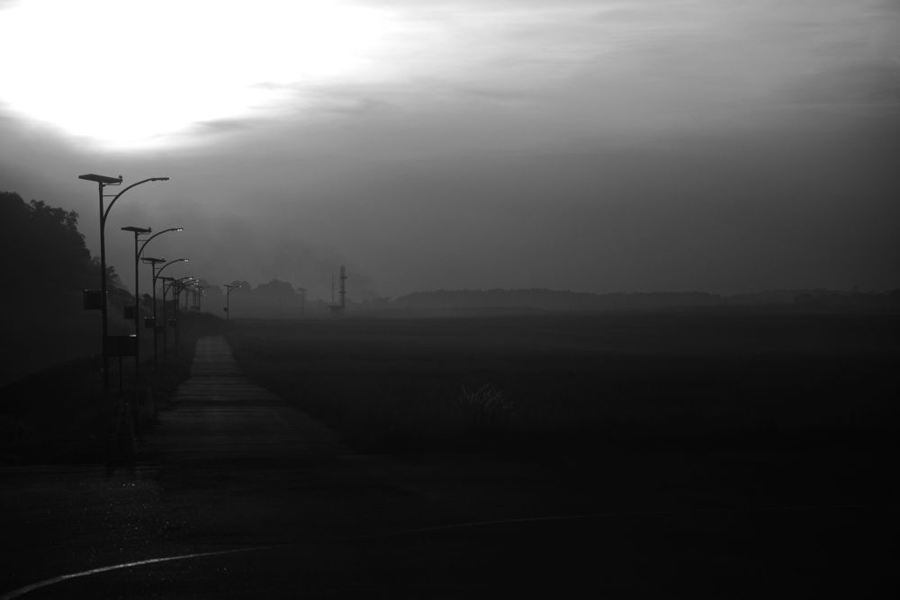 Sunset in black and white