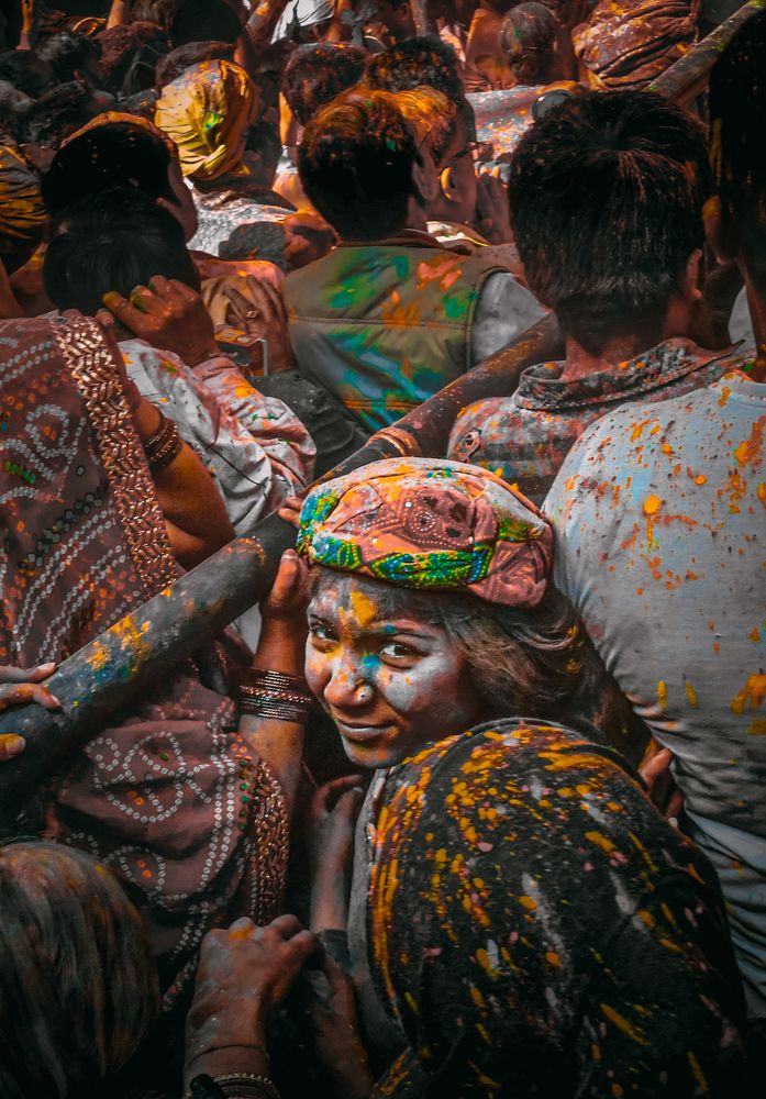 Indian Girl In Holy Color Festival