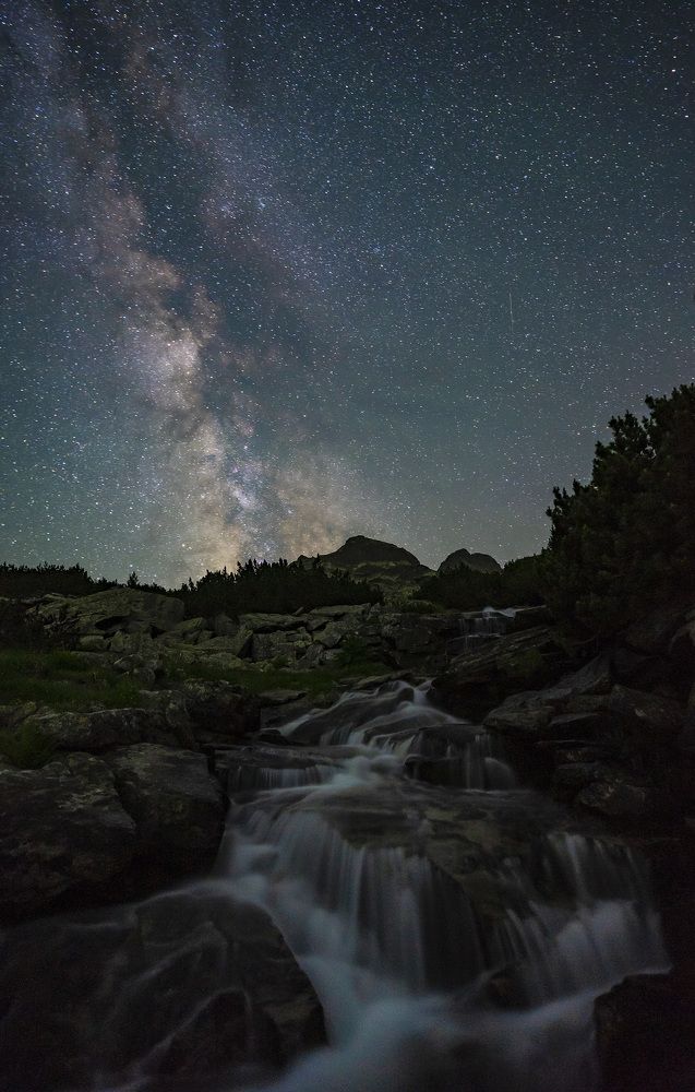 Stars over Rila mountain