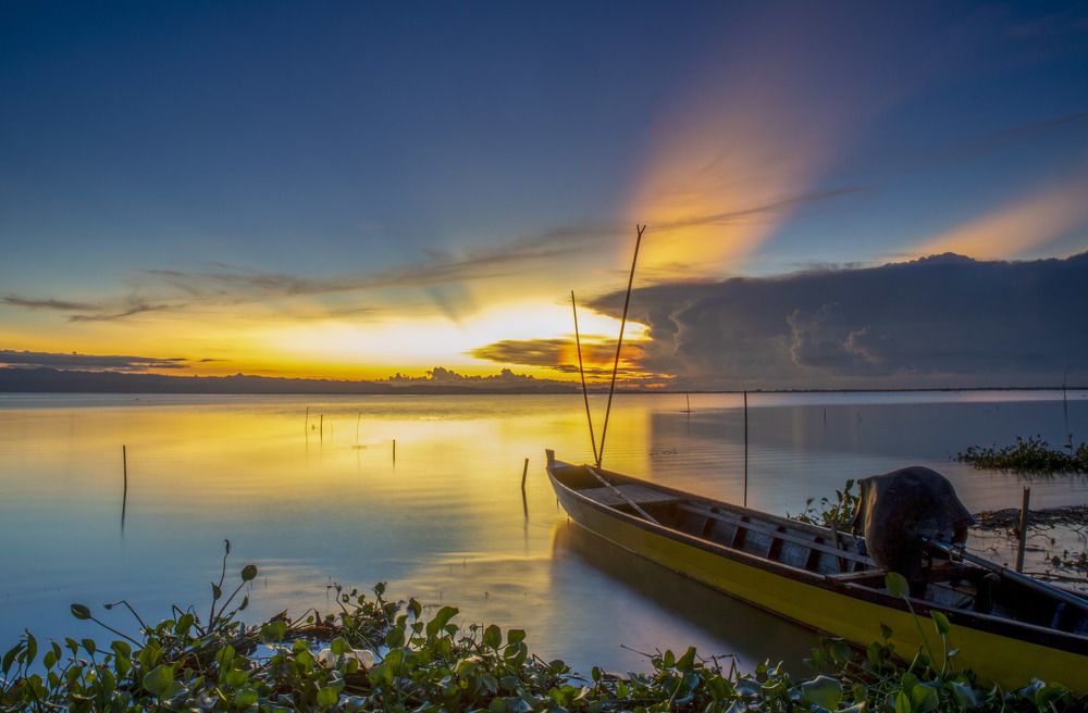 ship on lake
