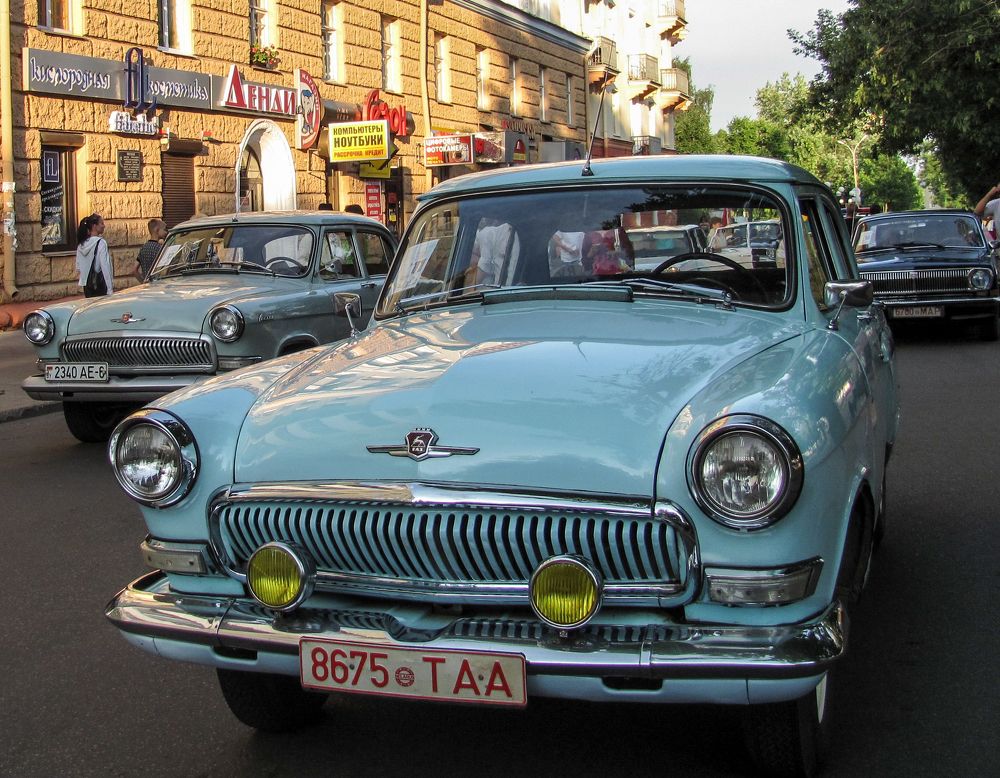 Retro car Volga on Mogilev street