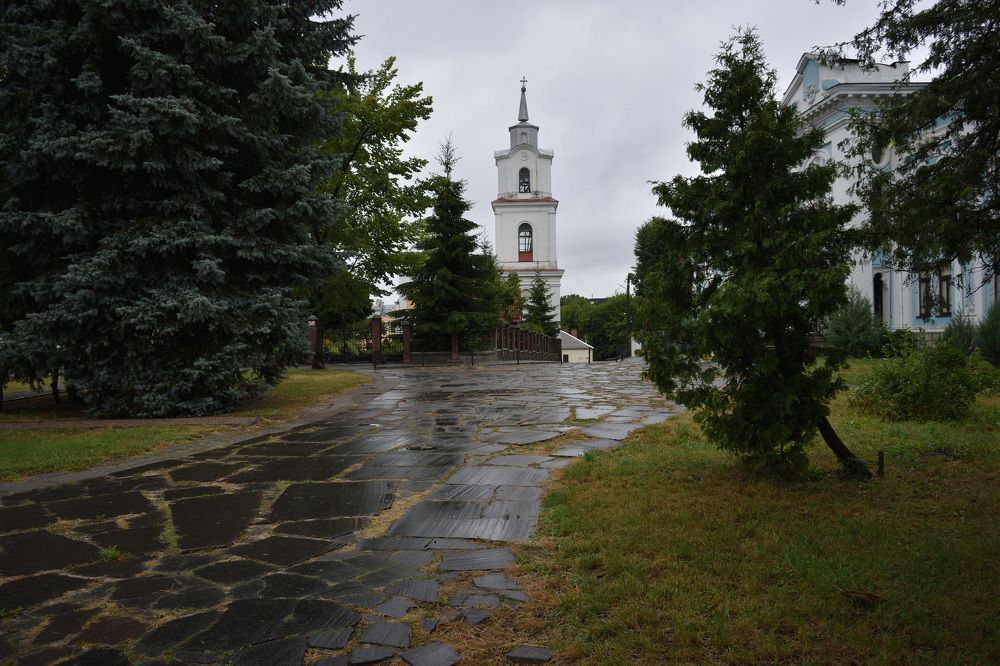 Rain on the street of the old city
