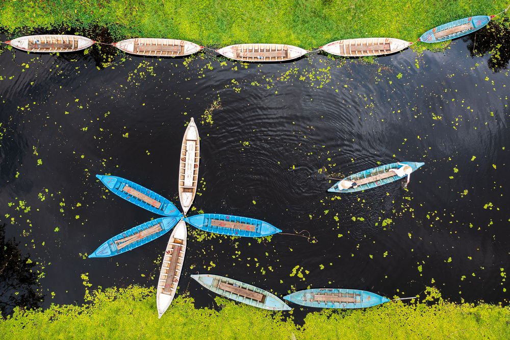 Flower of boat on river
