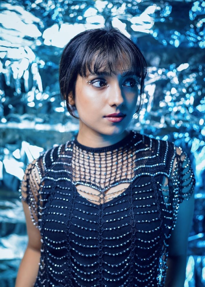 Blue lights portrait