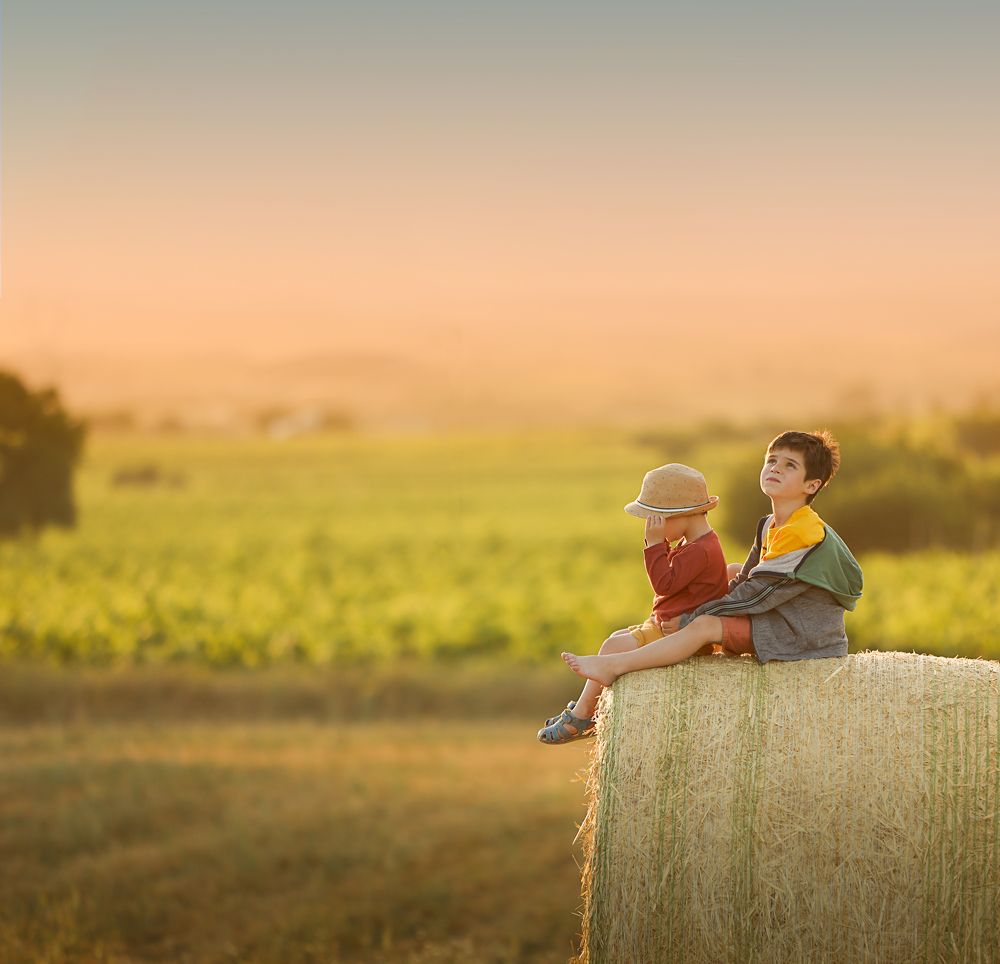 Brothers enjoying rural life