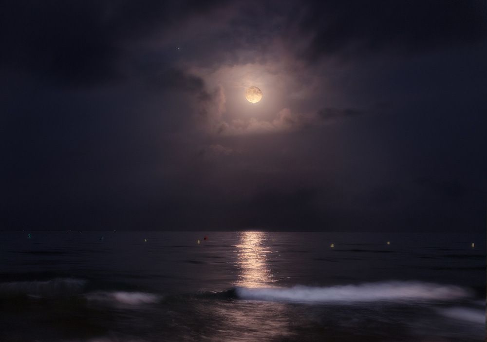 The moon and its reflection