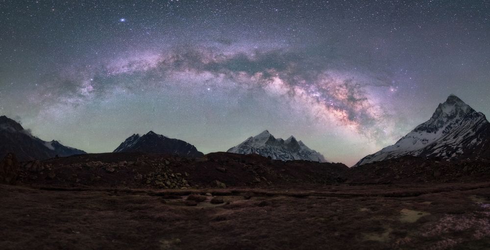 Milky Way Over Massif Bhagirathi Sisters & Mt. Shivling