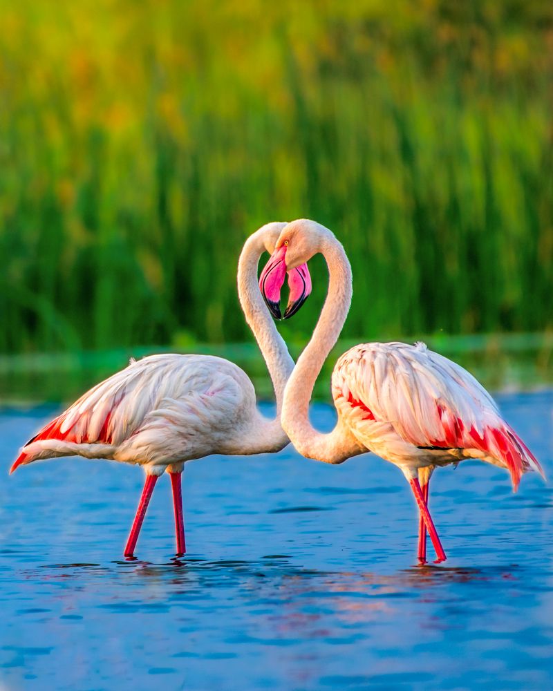 Greater flamingo duo