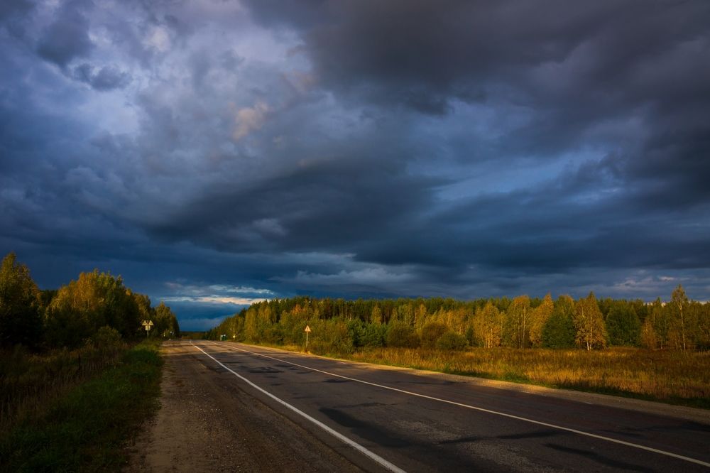 Небо. Дорога. Осень.