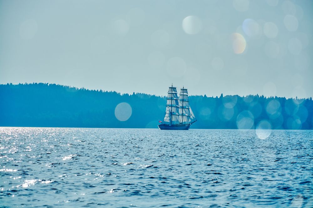 sailing ship in Lake Ladoga