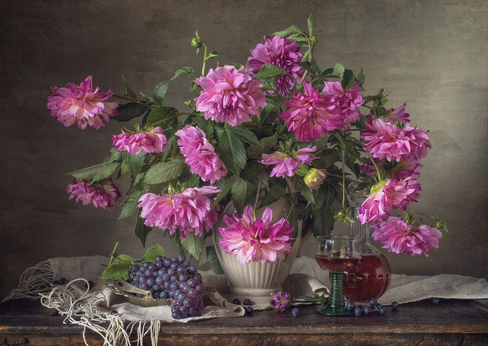 Still life with bright flowers