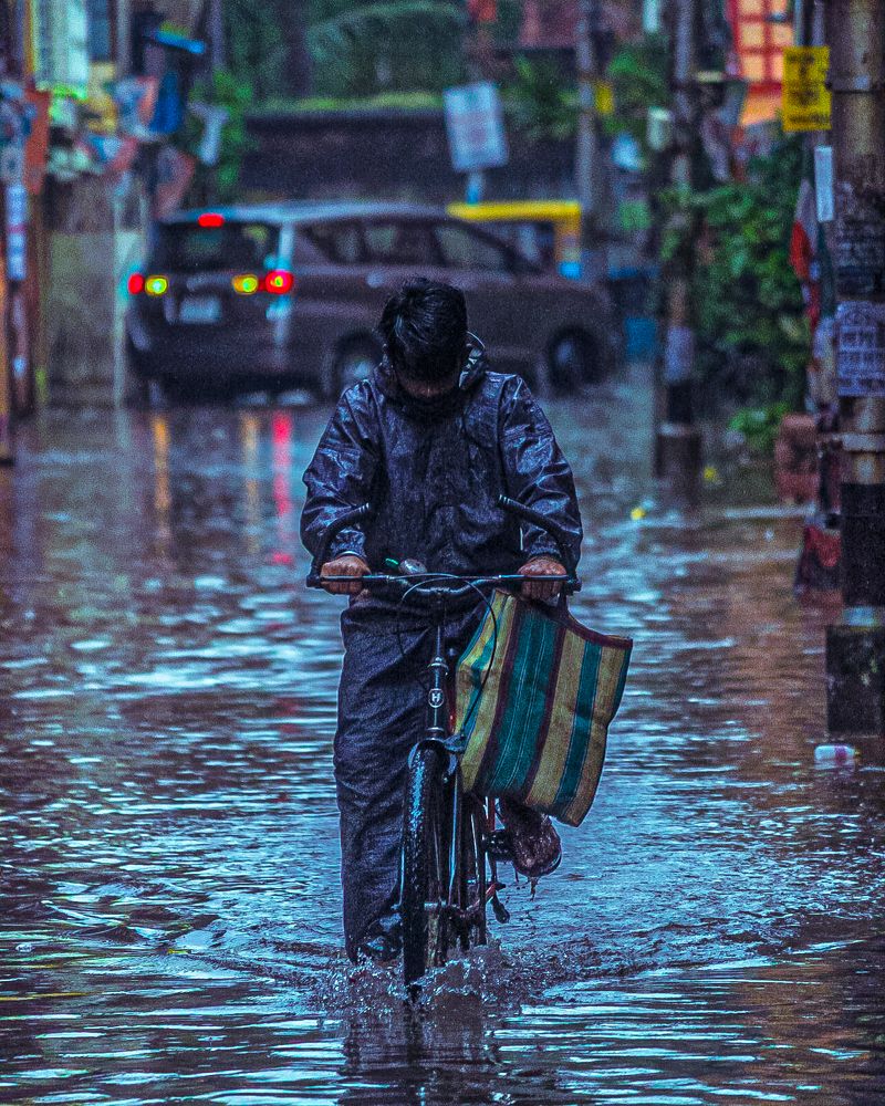 water logging at the streets of Kolkata