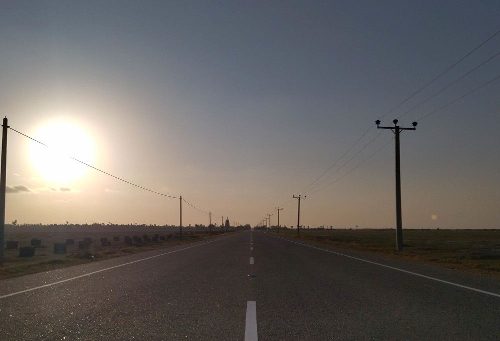 Endless road with sun