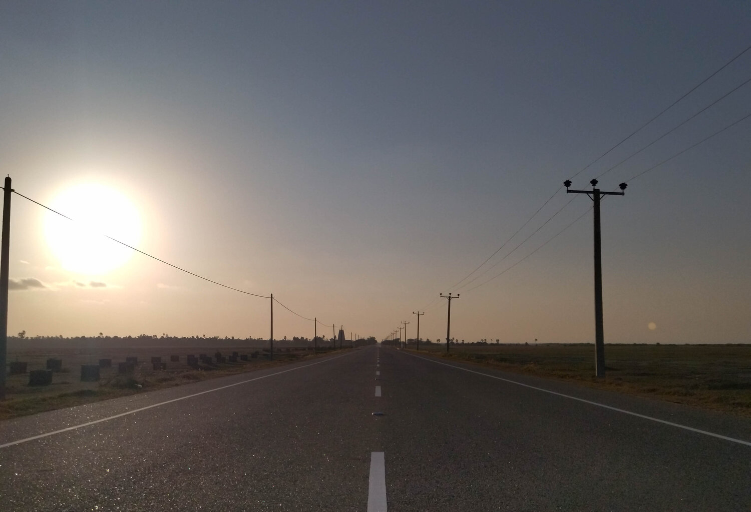 Endless road with sun