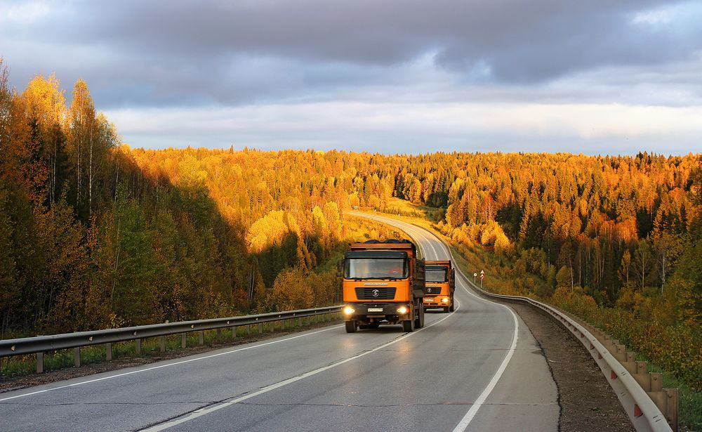 Рыжая пора на дорогах Прикамья.