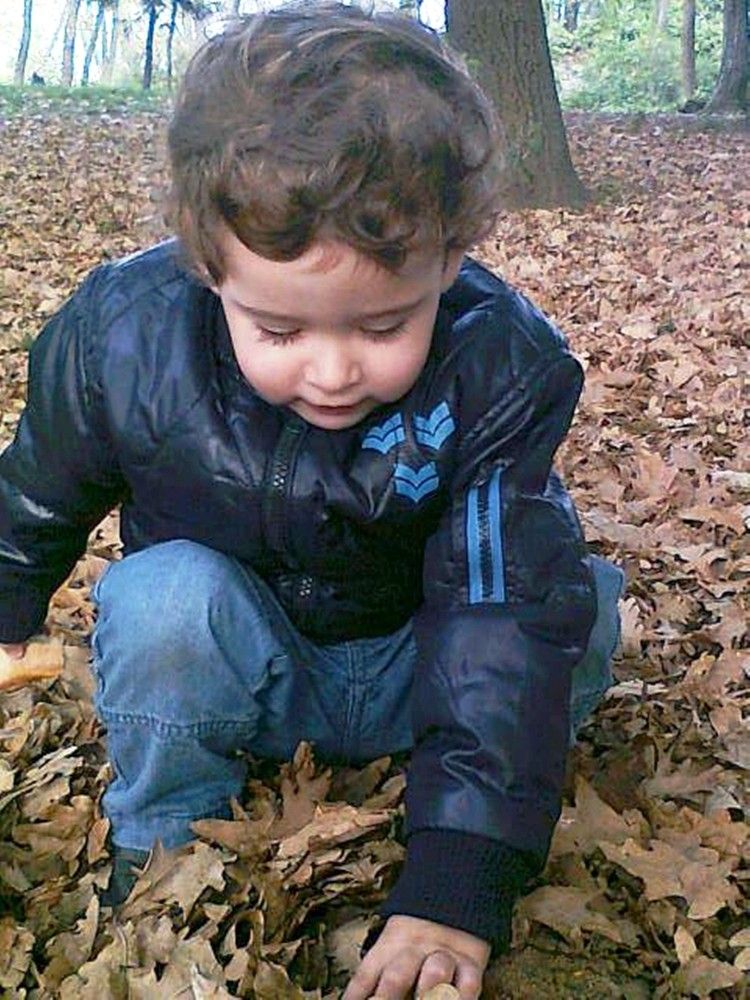 Playing with leaves