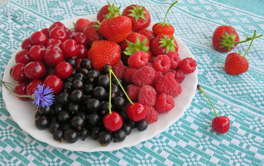 Assorted berries on a white plate