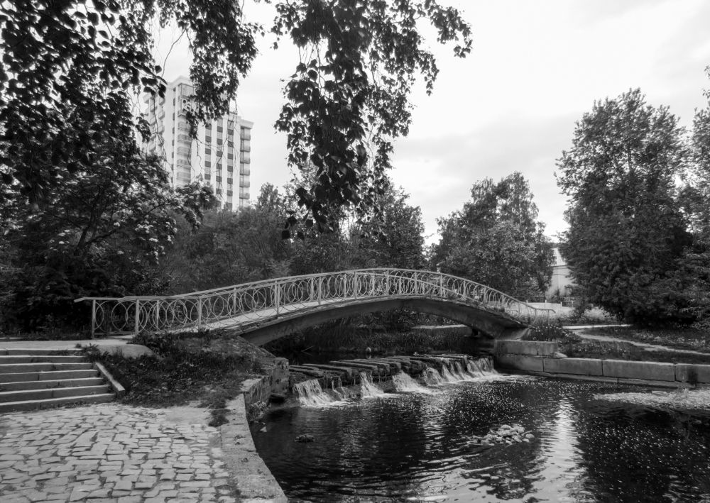 Bridge over the river in the city park