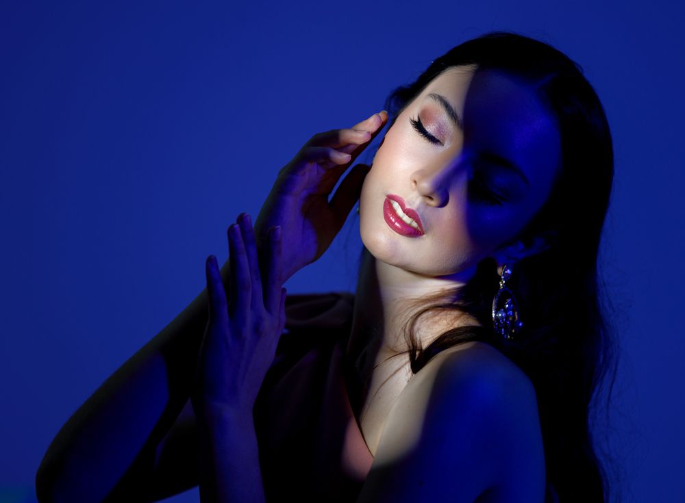 Portrait Blue Background