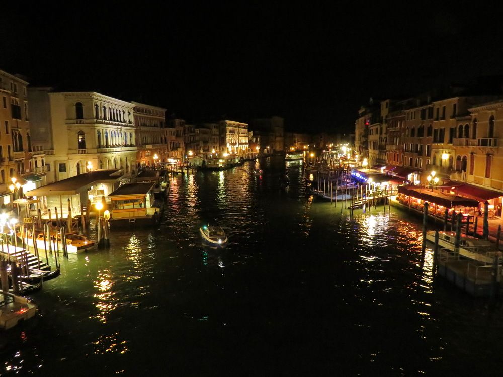 Venice in the light of street lamps