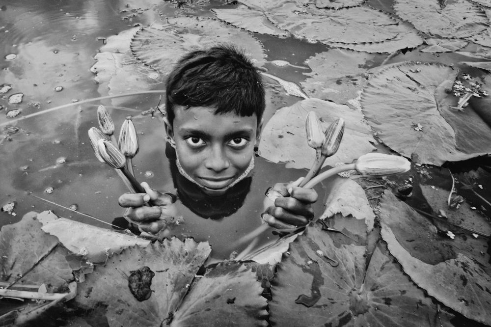 The boy with water lilies