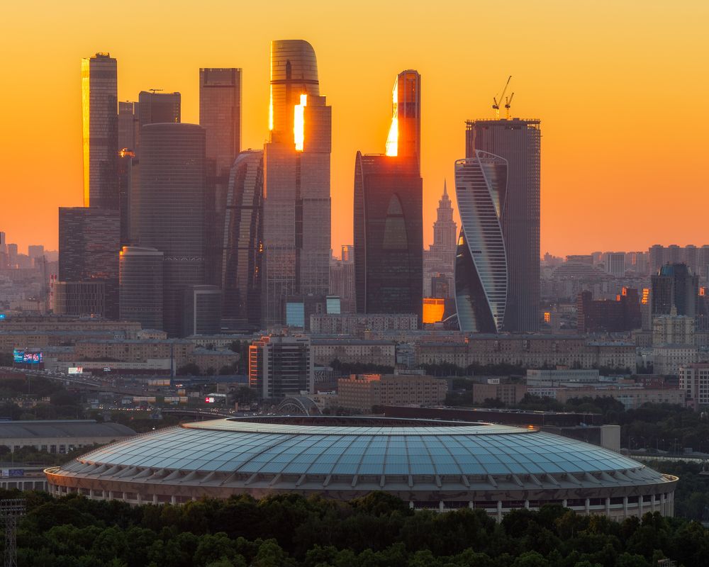 Warm sunset from above